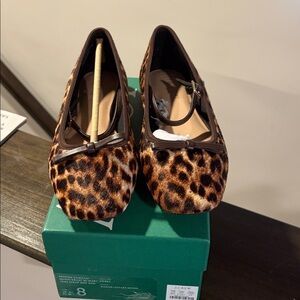 J.crew calf hair Quinn leopard Maryjane’s size 8 nib